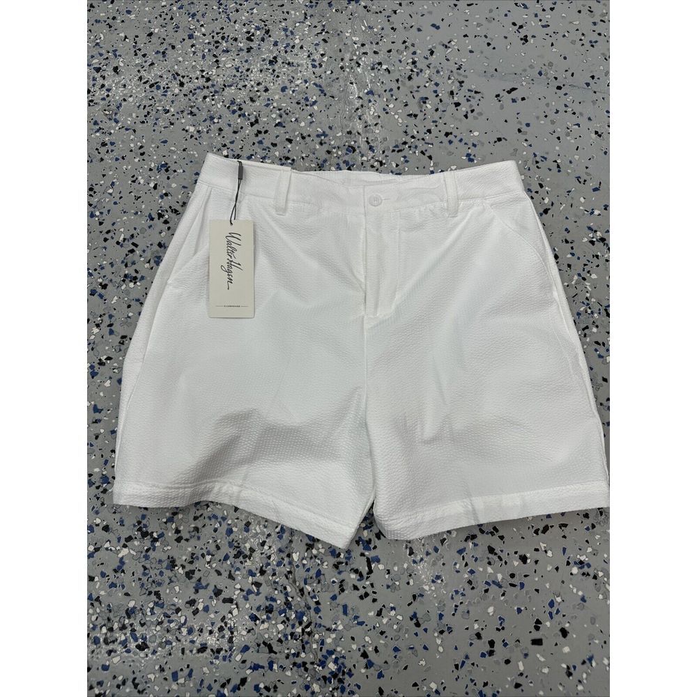 New‎ Walter Hagen Shorts Womens White Seersucker Clubhouse 5" Golf Preppy Size 0